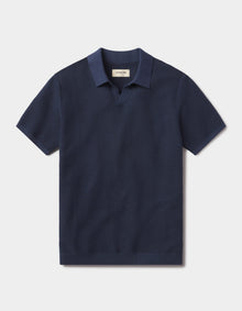 Men | Robles Birdseye Knit Polo | Denim/Dark Navy