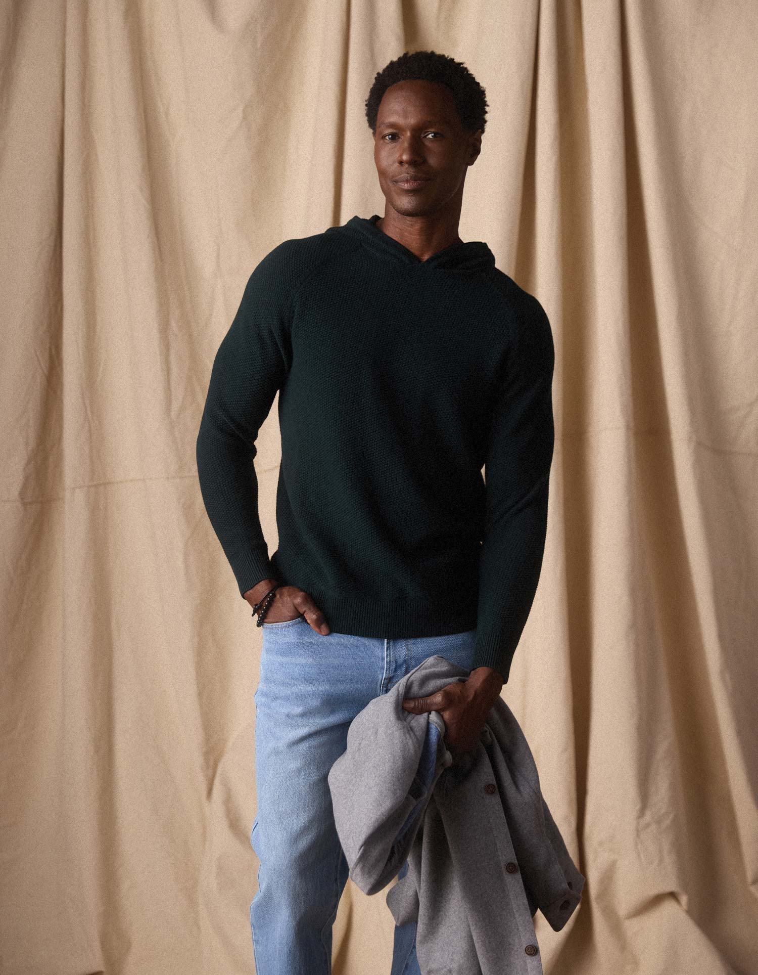 Men | COOLMAX® Textured Hoodie Sweater | Varsity Green