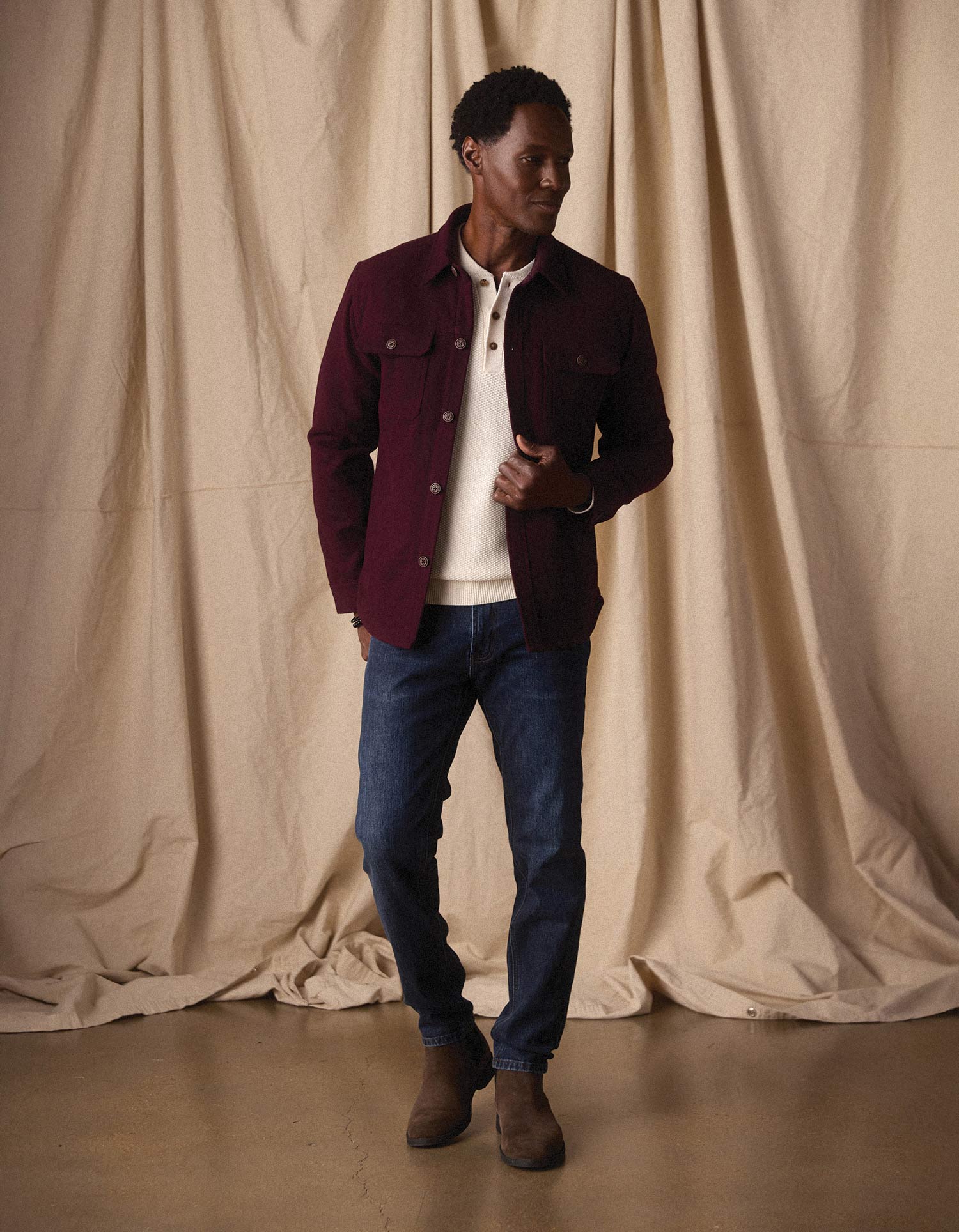 Men | Brightside Flannel Lined Workwear Jacket | Port Wine
