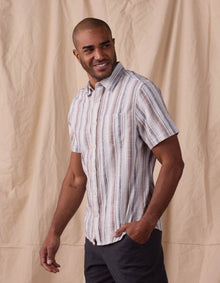 Men | Freshwater Short Sleeve Button Up Shirt | Misty Harbor Stripe