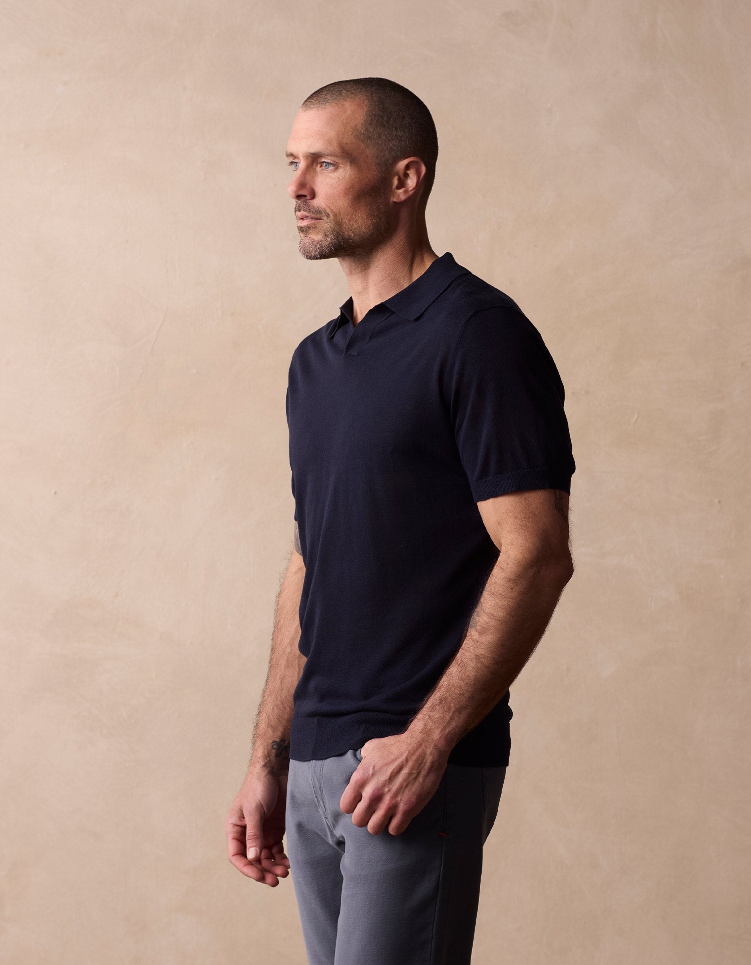 Men | Summer Linen-Blend Polo | Navy