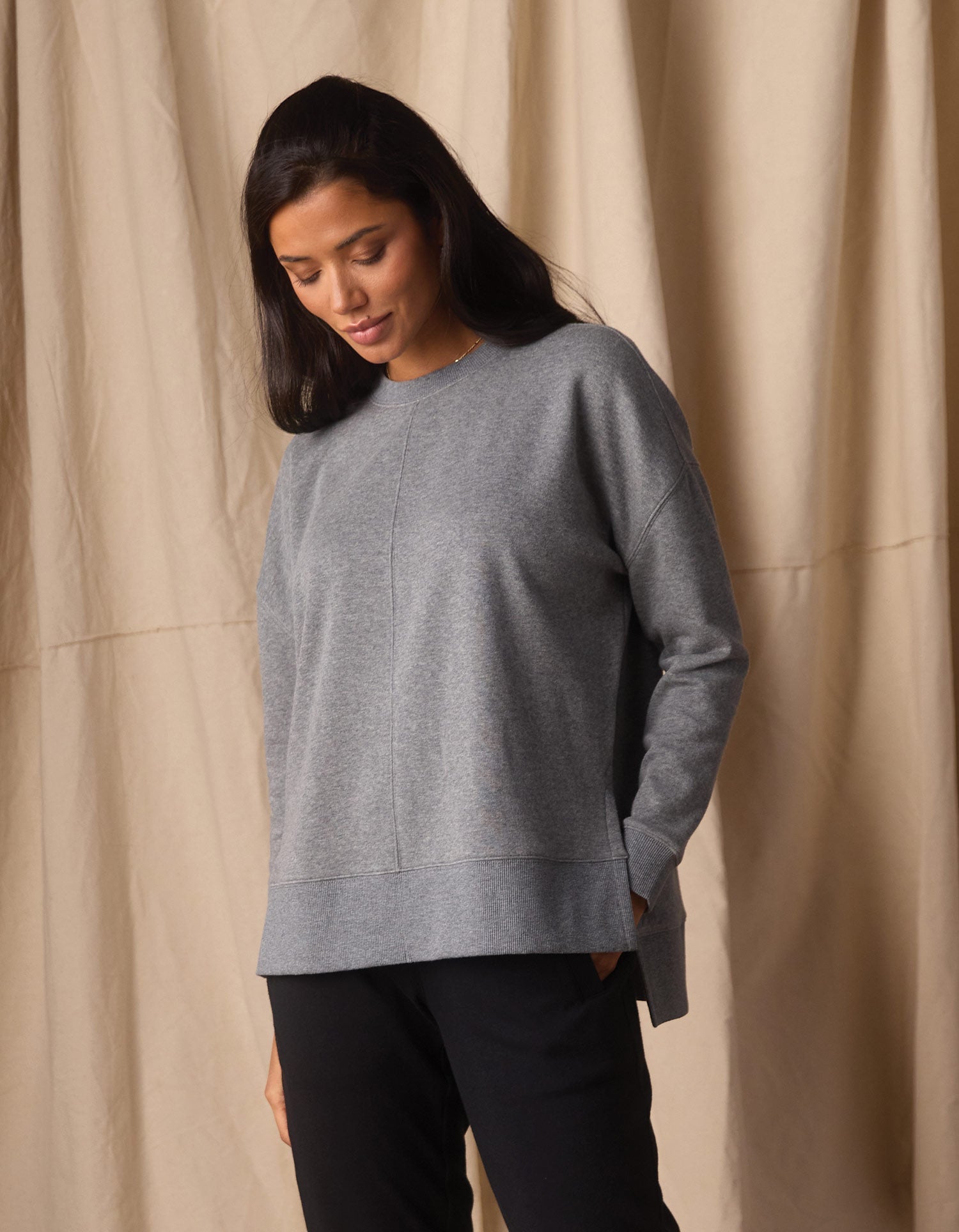 Women | Fleece Puremeso Splitside Pullover | Heather Grey