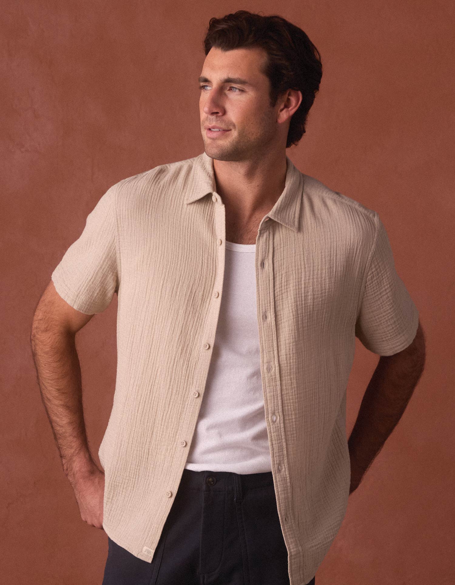 Men | Kalo Short Sleeve Button Up | Pumice