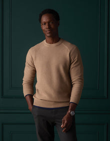 Men | COOLMAX® Textured Crewneck Sweater | Dark Taupe