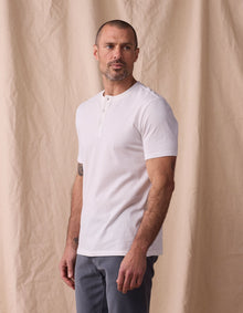 Men | Normal Jersey Henley | White