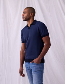 Men | Robles Knit Jacquard Polo | Denim/Navy