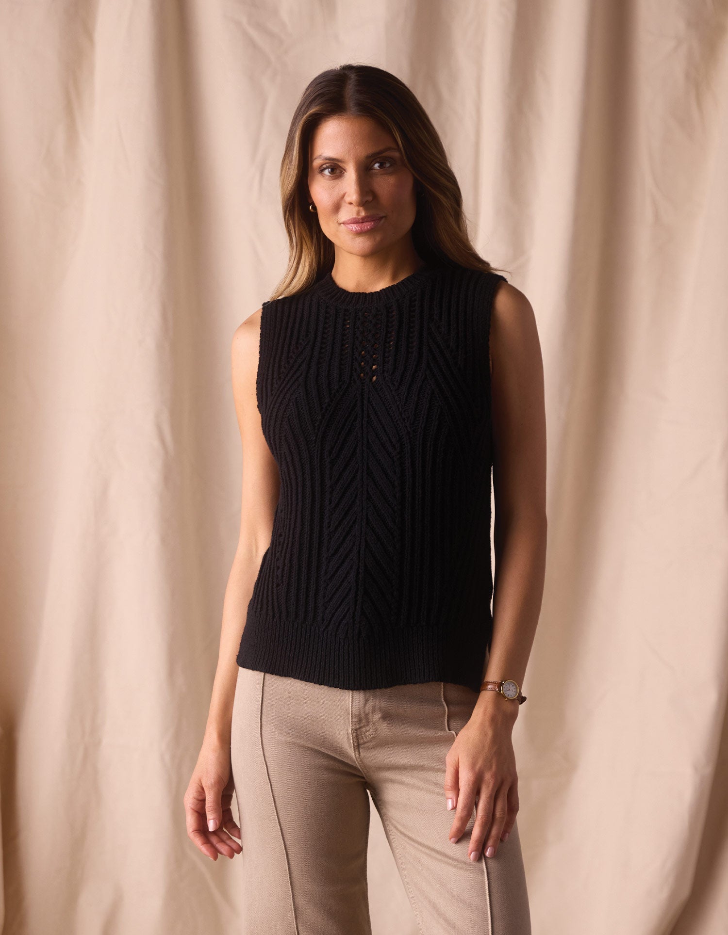Women | Adelaide Knit Hi-Neck Tank | Black