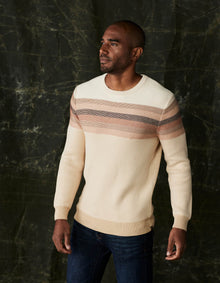 Men | Striped Ski Sweater | Beige Multi