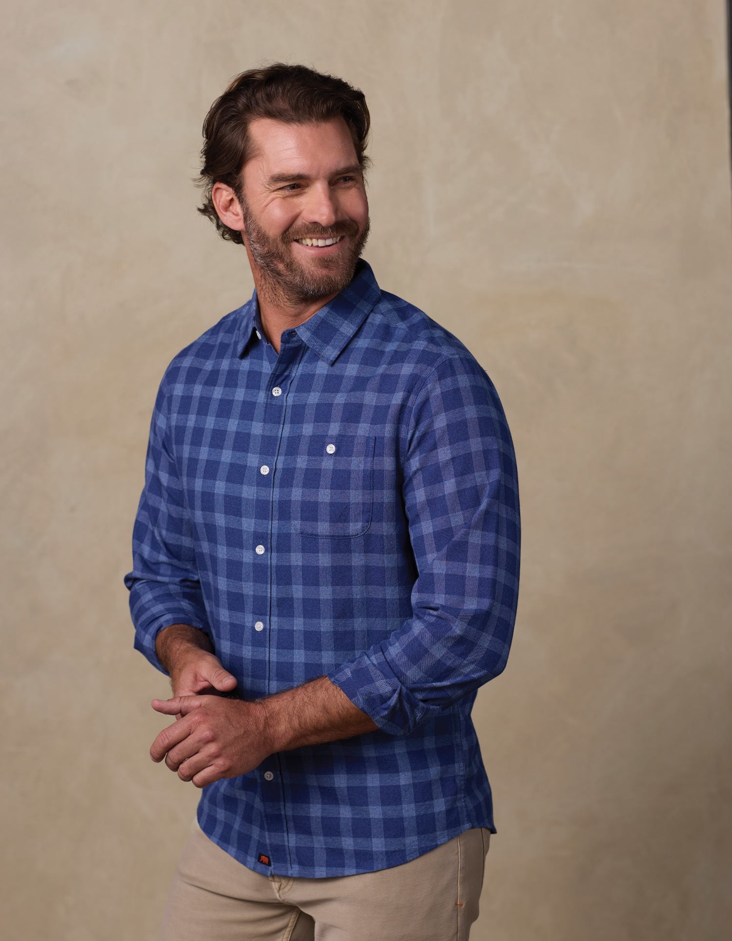 Men | Jasper Button Down | Faded Denim Check