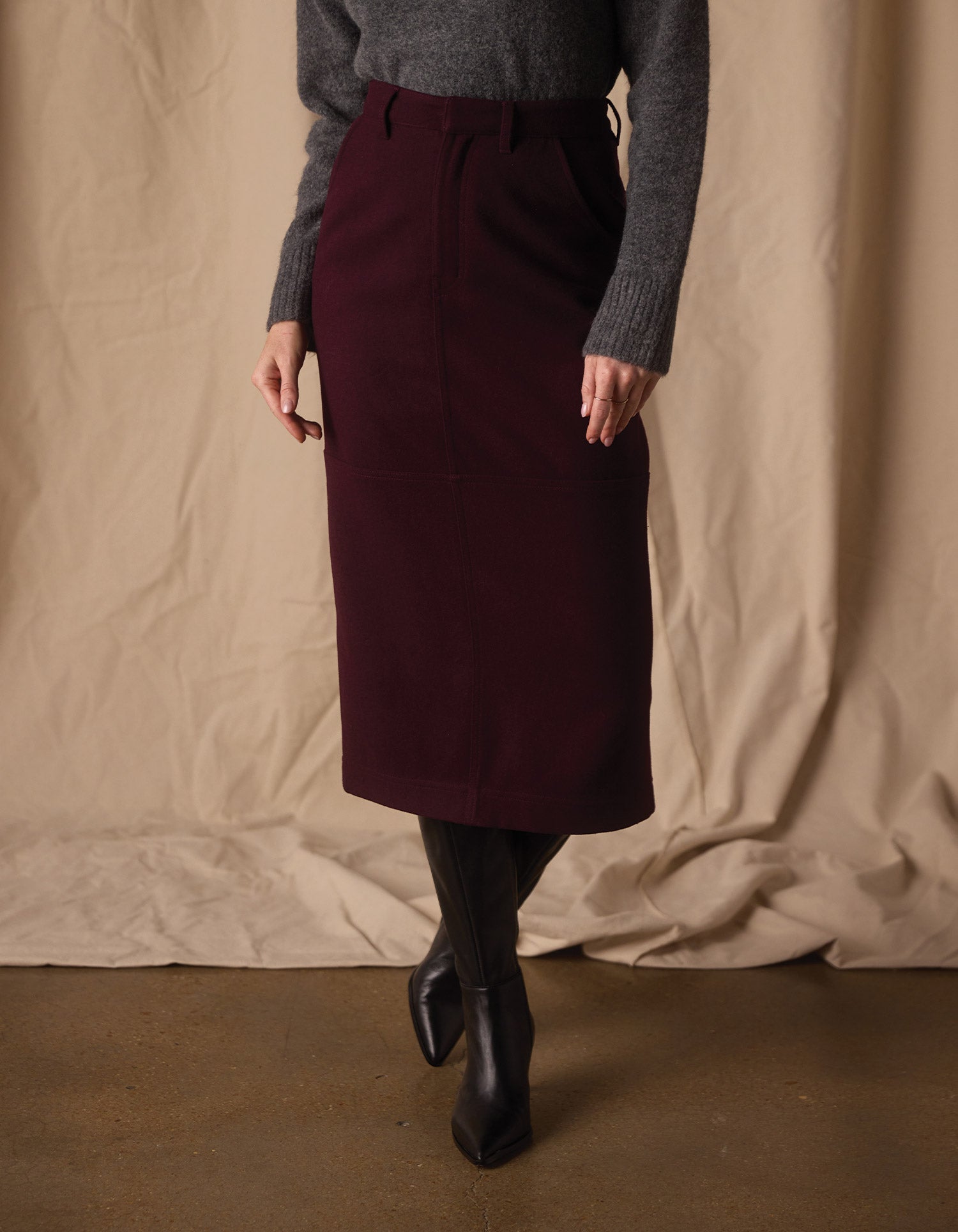 Women | Brightside Midi Skirt | Port Wine