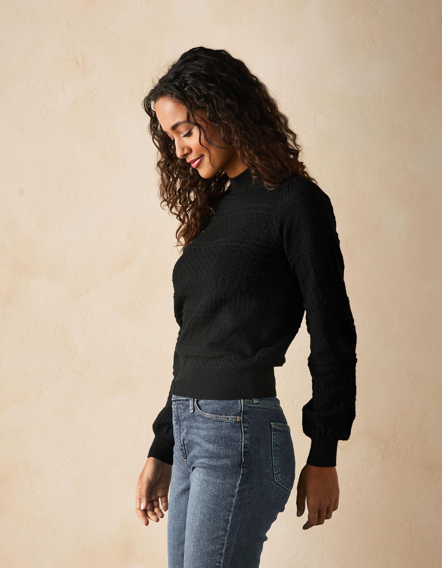 Women | Olivia Pointelle Sweater | Black