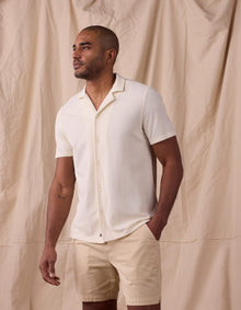 Men | Cotton Pique Camp Shirt | Ivory