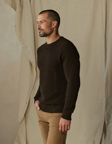 Men | Moss Stitch Crew | Umber