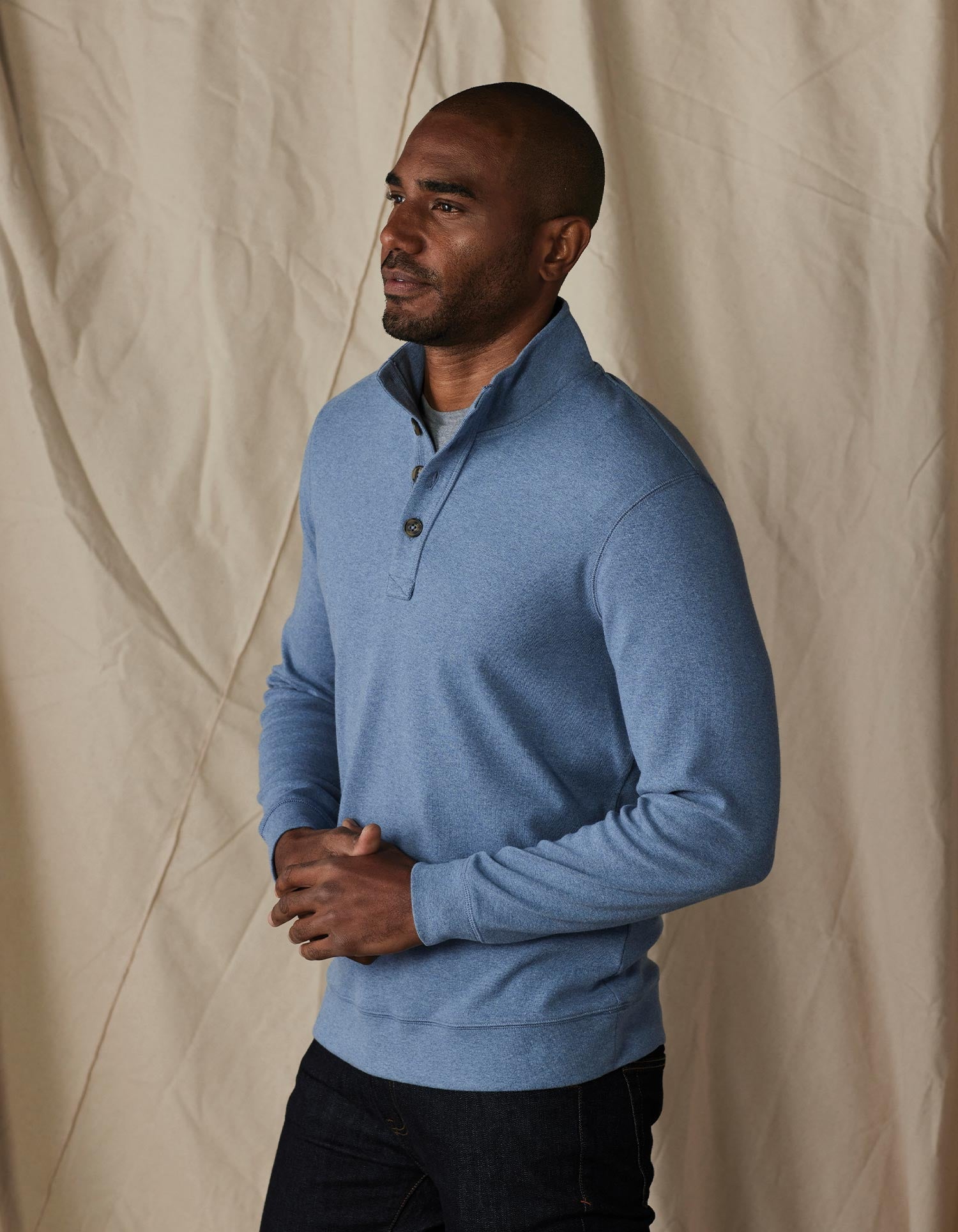 Men | Puremeso Button Popover | Slate Blue