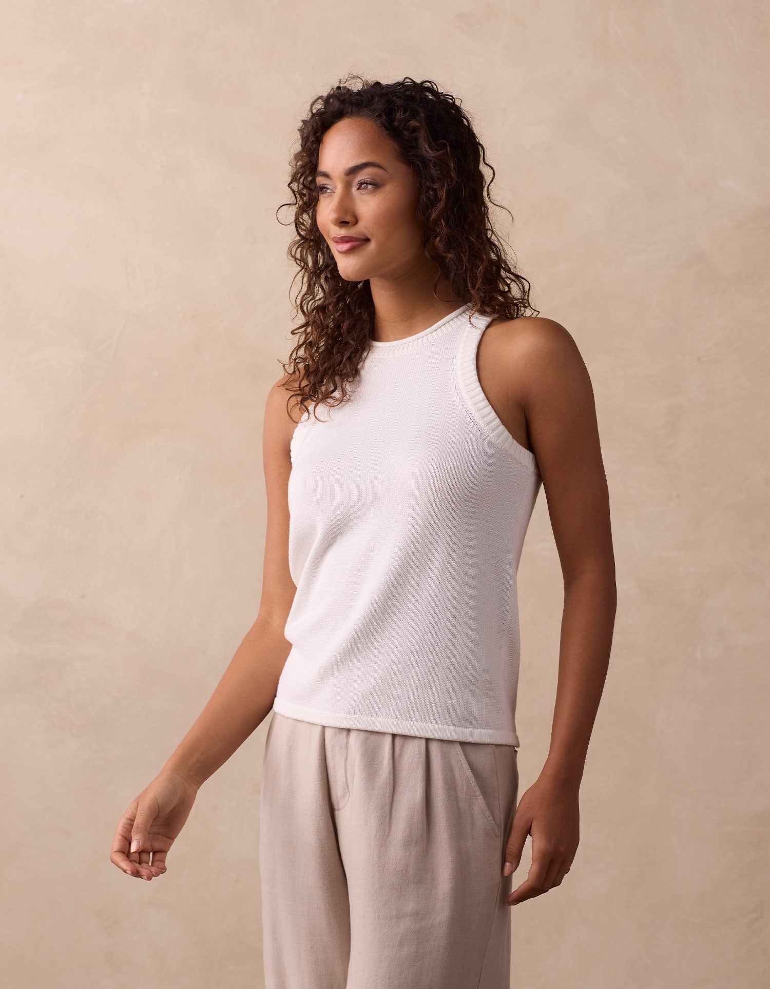 Women | Wanderlust Hi-Neck Tank | Ivory