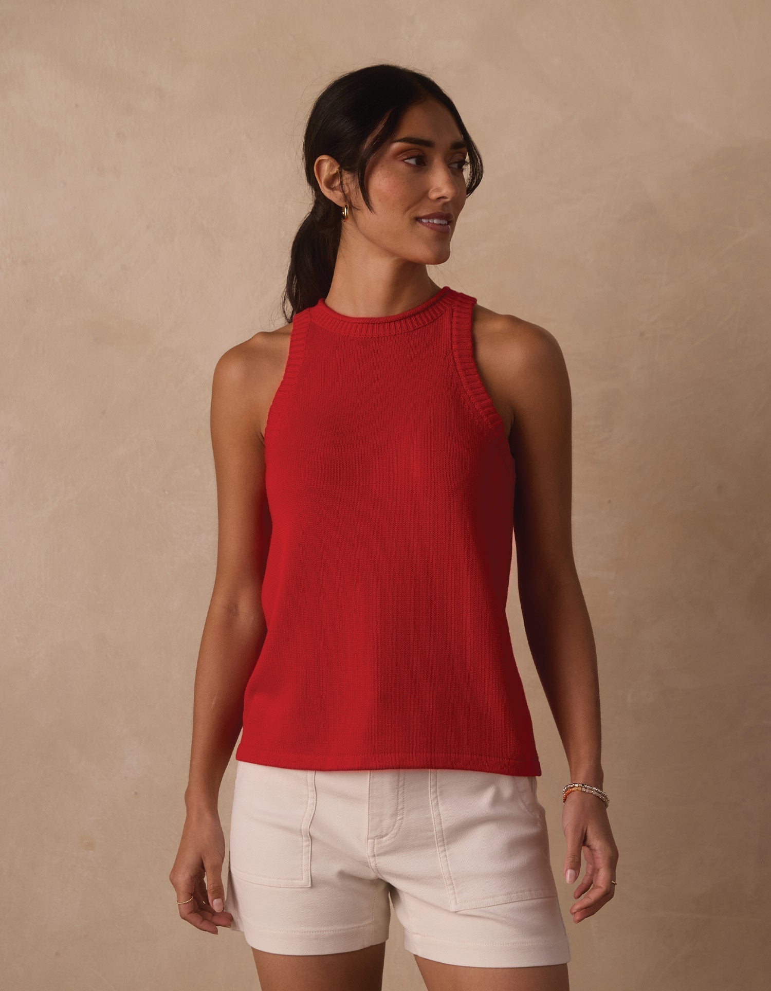 Women | Wanderlust Hi-Neck Tank | Poppy Red