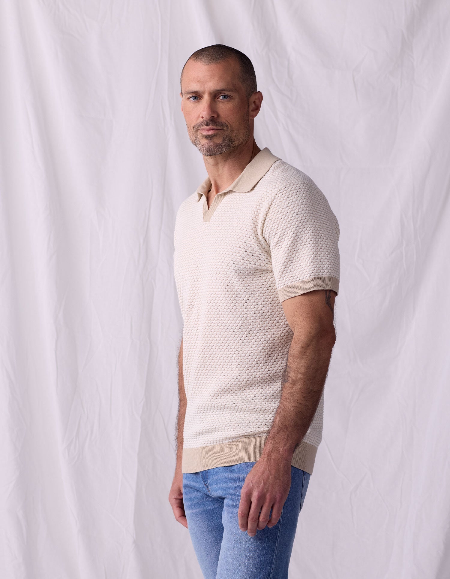 Men | Robles Knit Jacquard Polo | Ivory/Khaki