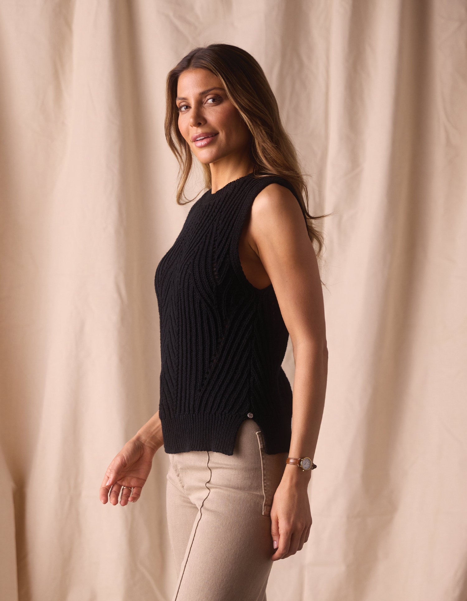 Women | Adelaide Knit Hi-Neck Tank | Black
