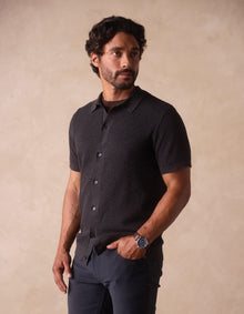 Men | Robles Knit Jacquard Button Up | Charcoal