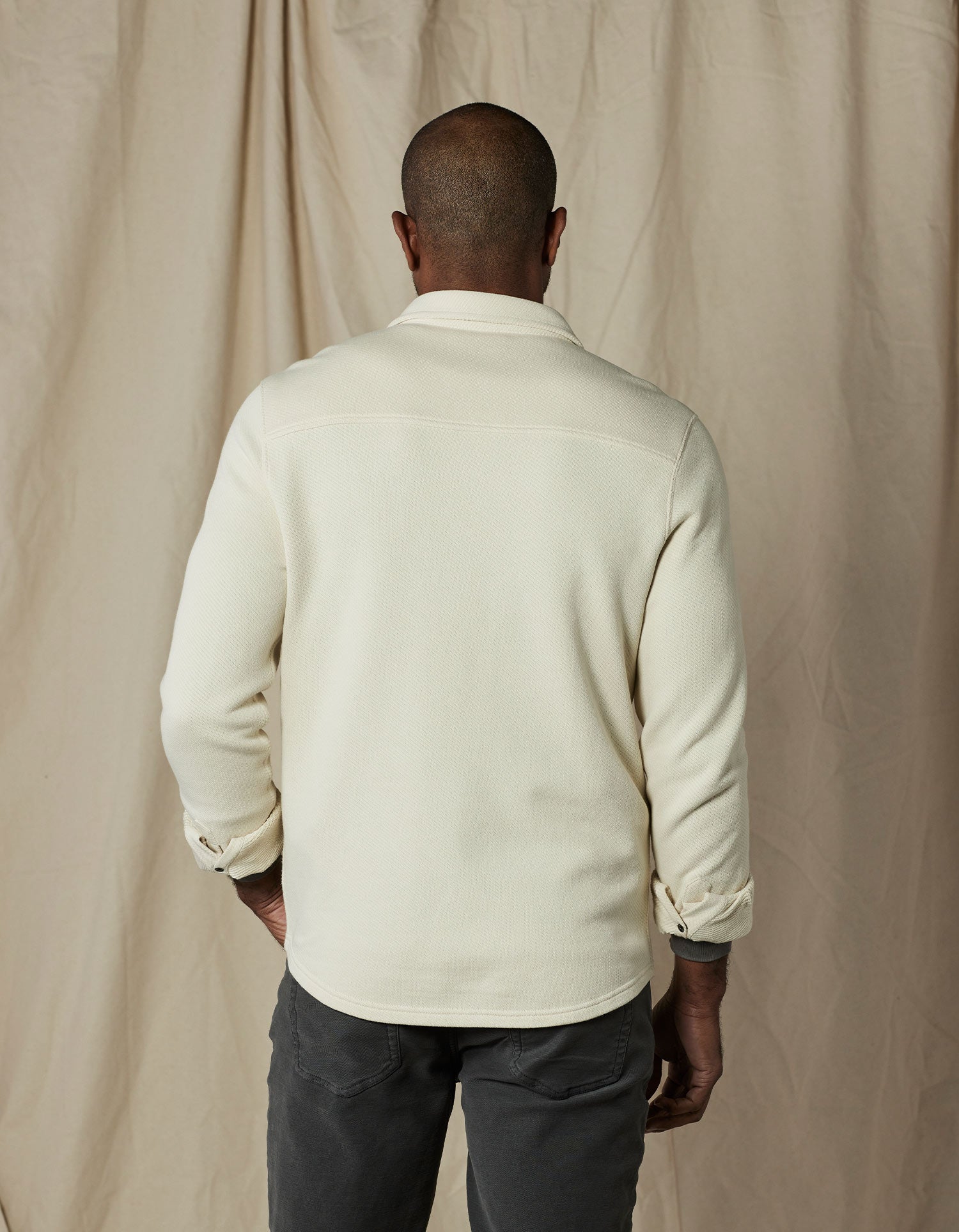 Men | Loop Terry Button Up | Ecru