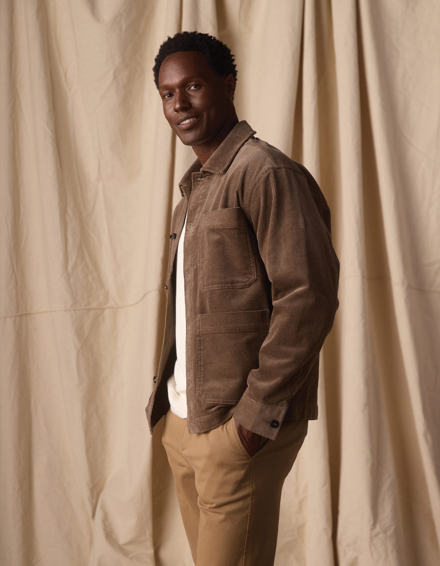 Men | Comfort Cord Chore Coat | Taupe