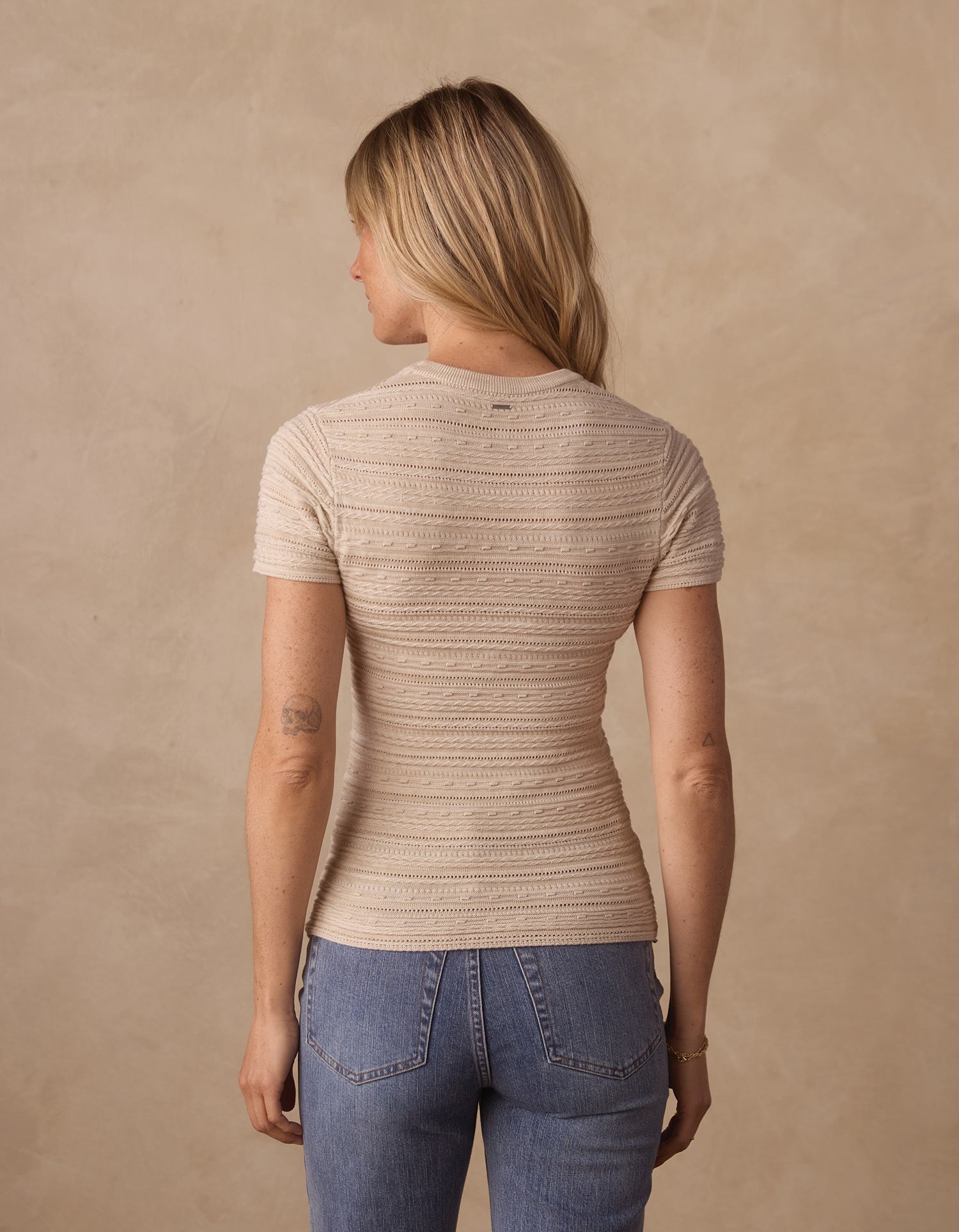Women | Marie Novelty Stitch Tee | Cream