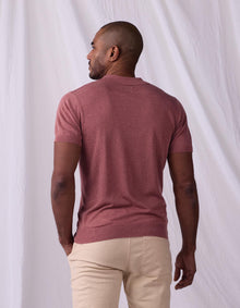 Men | Summer Linen-Blend Polo | Adobe Rose Heather