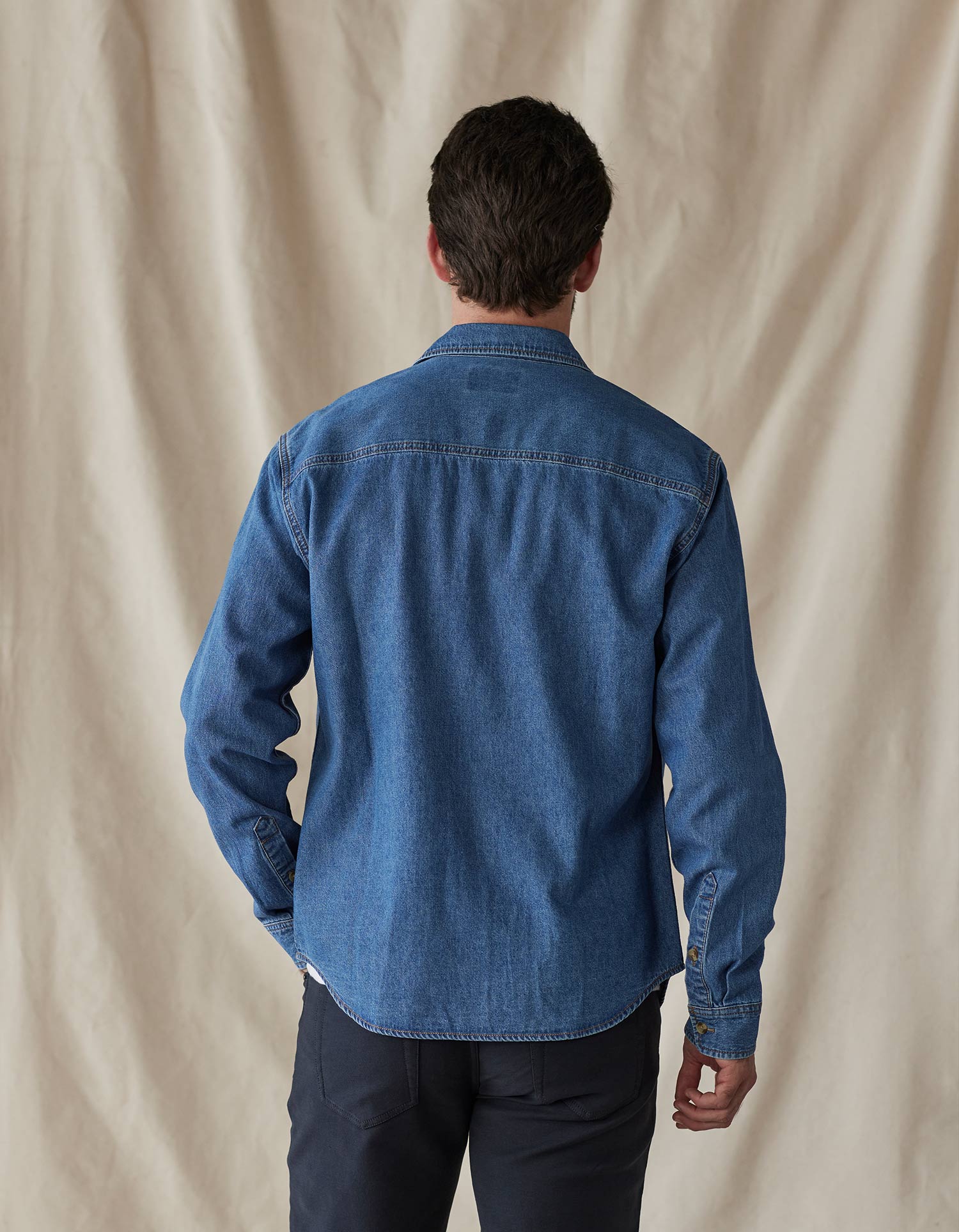 Men | Lightweight Denim Overshirt | Medium Wash