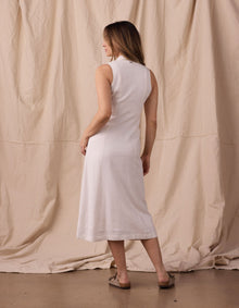 Women | Leukos Linen-Blend Lapel Dress | Ivory