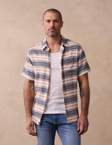 Men | Freshwater Short Sleeve Button Up Shirt | Adobe Rose Stripe