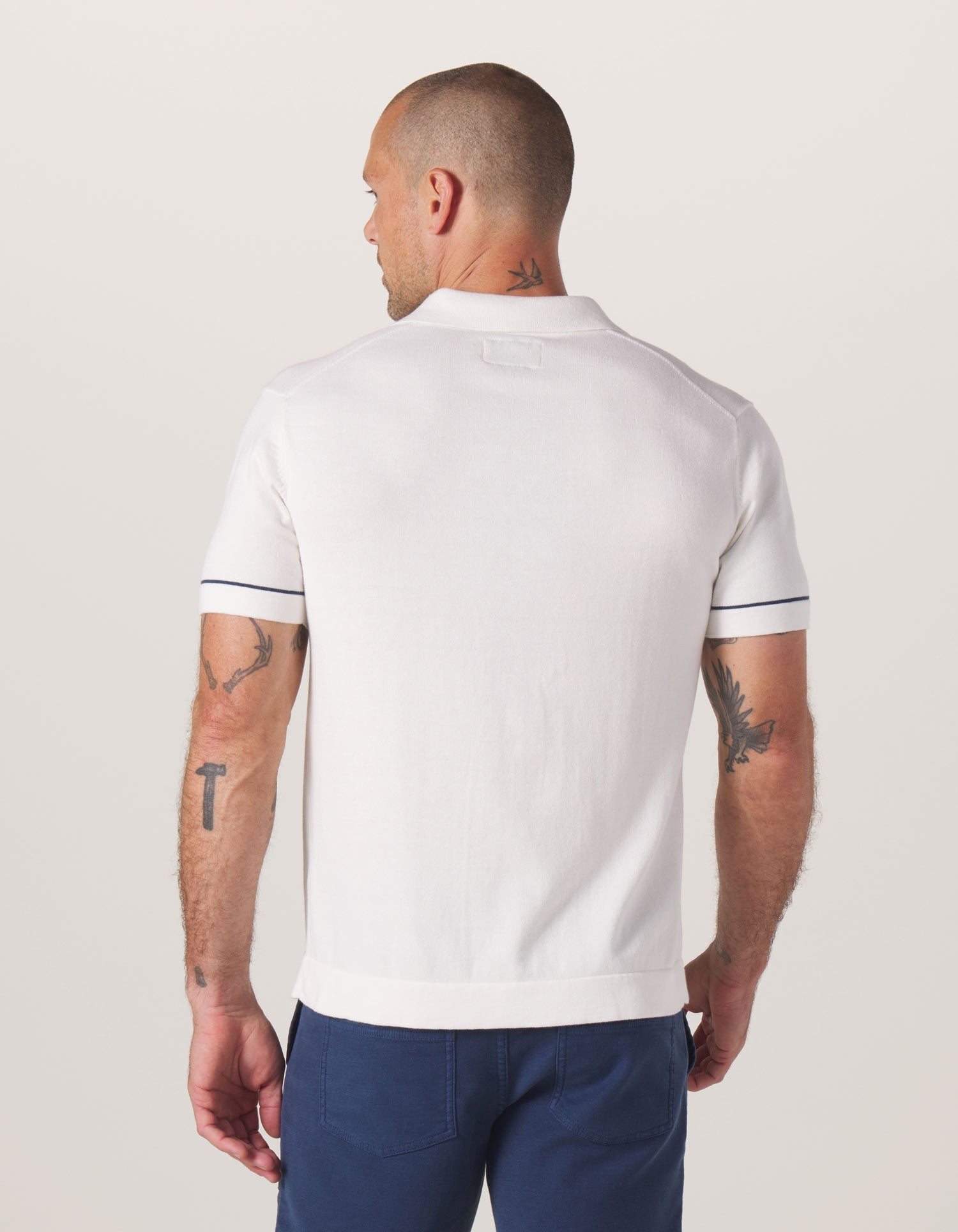 Men | Robles Knit Button Down | White-Navy