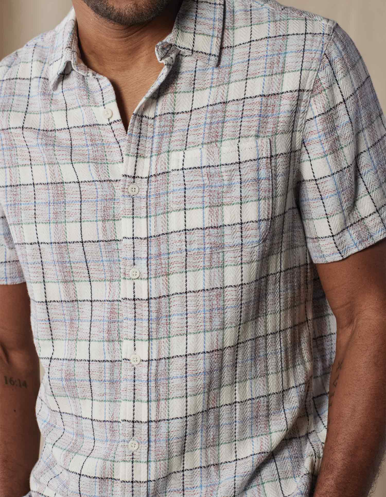 Men | Freshwater Short Sleeve Button Up Shirt | Clear Sky Plaid