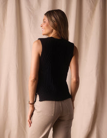 Women | Adelaide Knit Hi-Neck Tank | Black