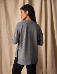 Women | Fleece Puremeso Splitside Pullover | Heather Grey