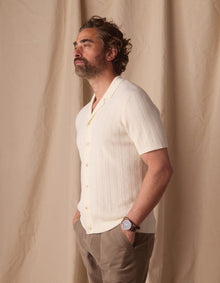 Men | Robles Textured Knit Camp Button Up | Ivory