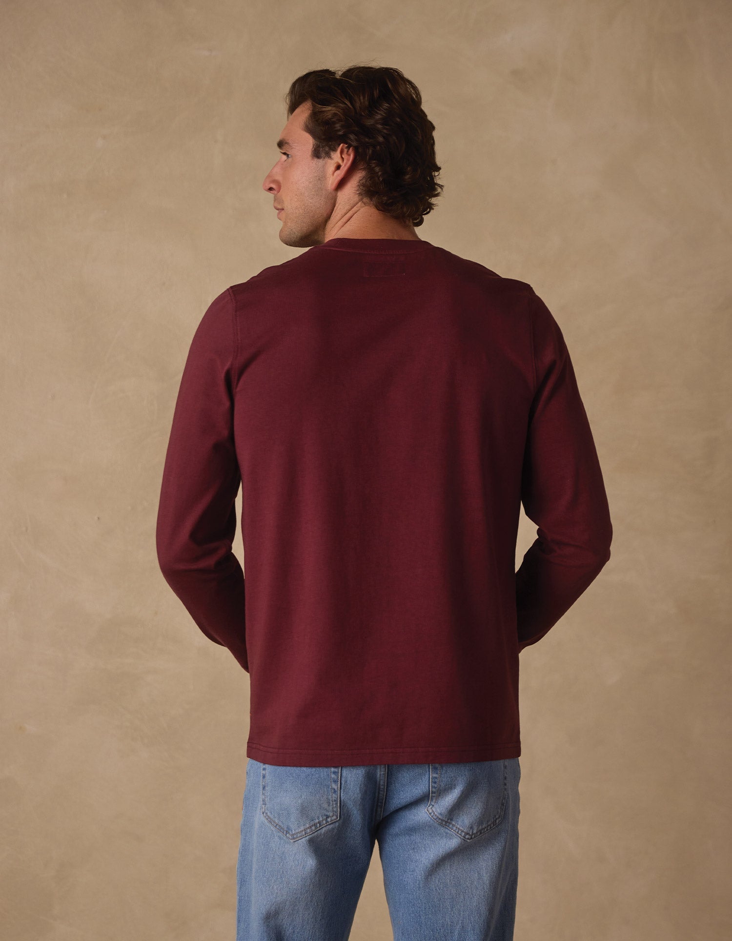 Men | Lennox Jersey Long Sleeve Tee | Port Wine