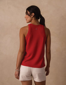 Women | Wanderlust Hi-Neck Tank | Poppy Red