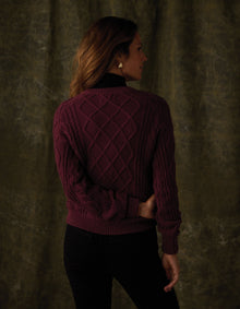 Women | Josefine Cableknit Henley | Port Wine