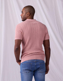 Men | Robles Textured Knit Polo | Dusty Rose
