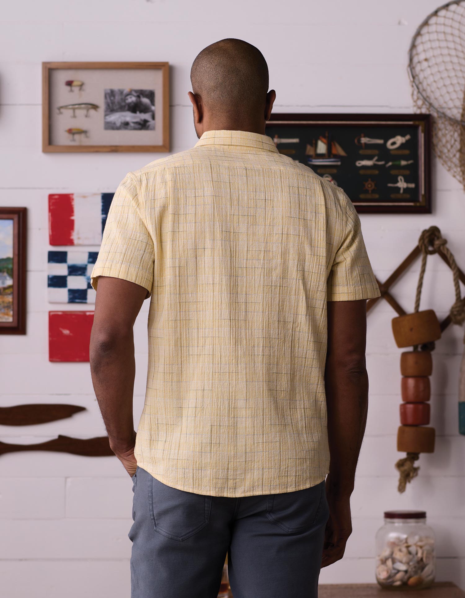Men | Freshwater Short Sleeve Button Up Shirt | Sunglow Dobby