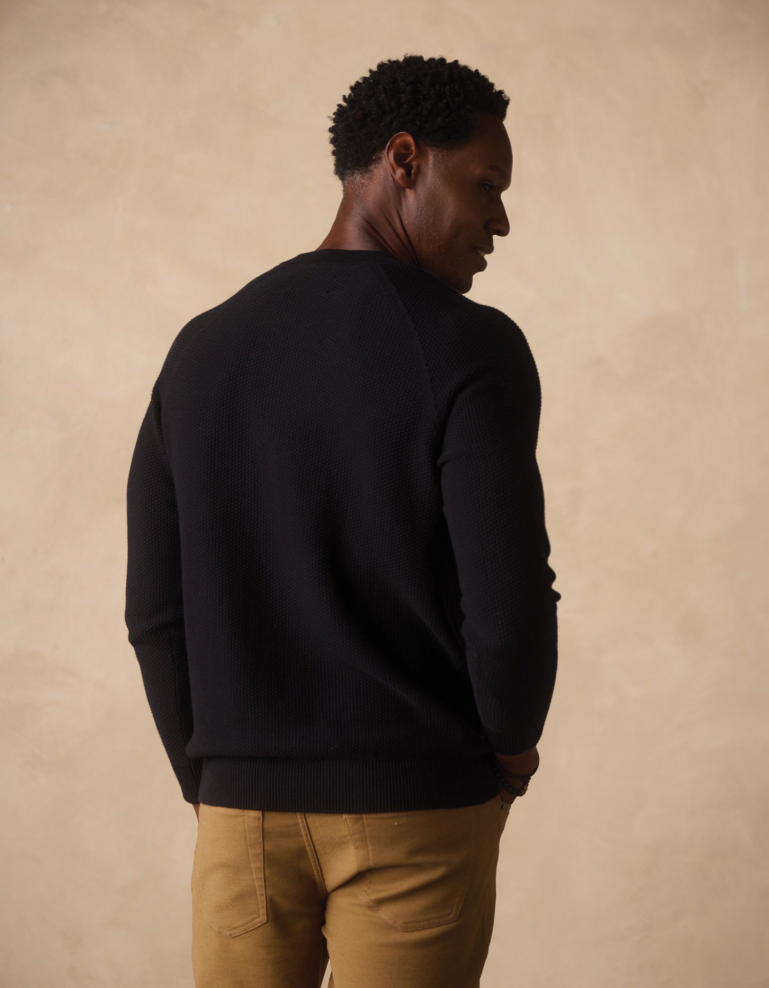 Men | COOLMAX® Textured Sweater Henley | Black