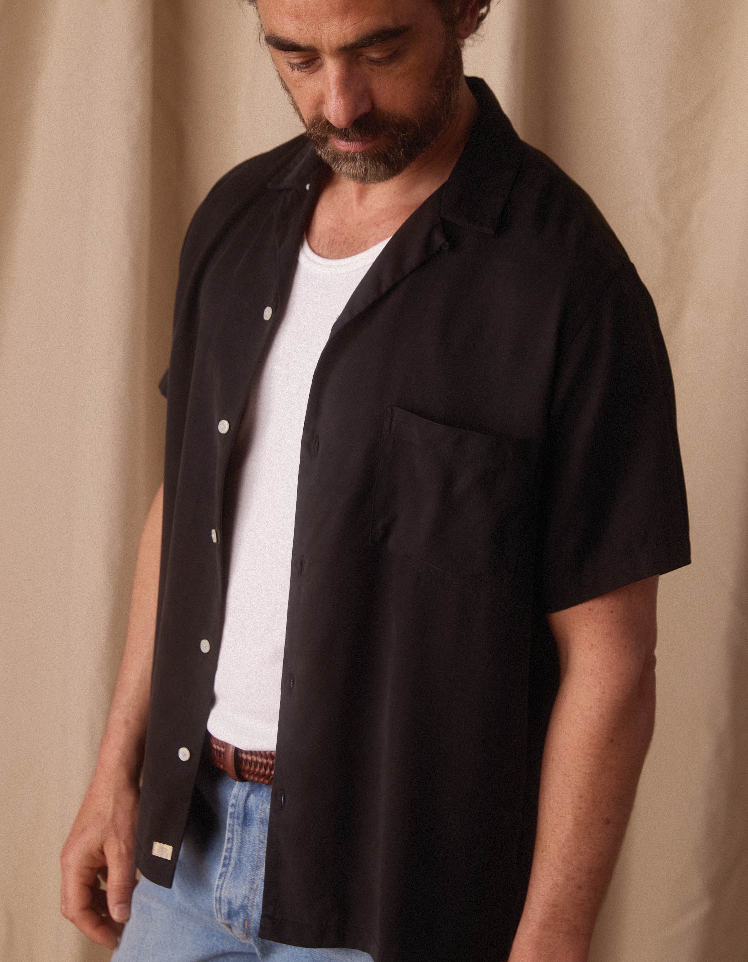 Men | Sueded Costa Resort Shirt | Black