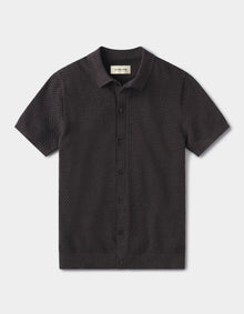 Men | Robles Knit Jacquard Button Up | Charcoal