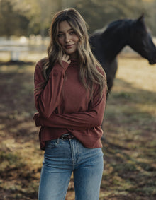 Women | Puremeso Funnel Neck Pullover | Terracotta