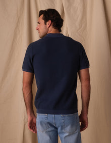 Men | Robles Birdseye Knit Polo | Denim/Dark Navy