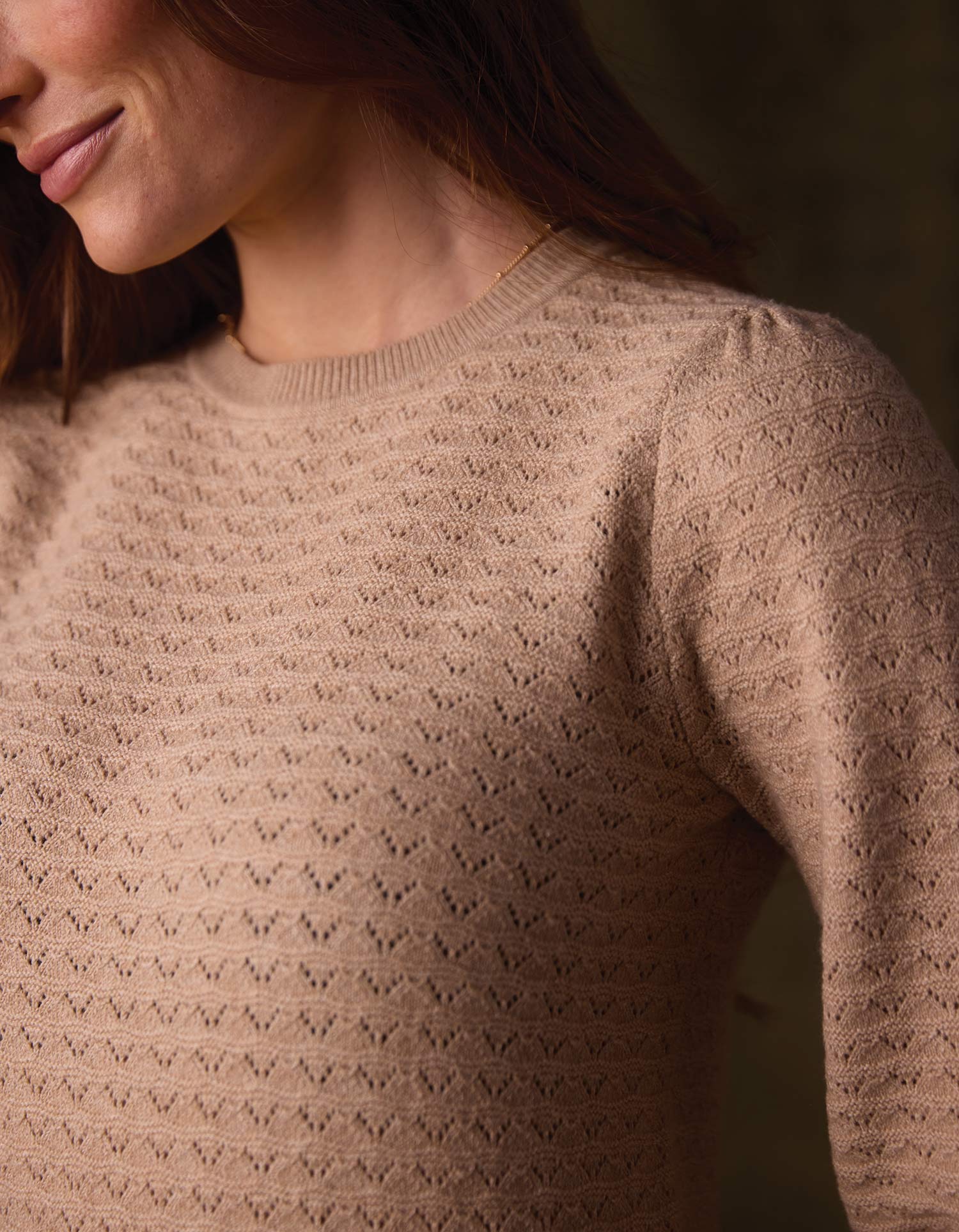 Women | Olivia Pointelle Crew Sweater | Oatmeal