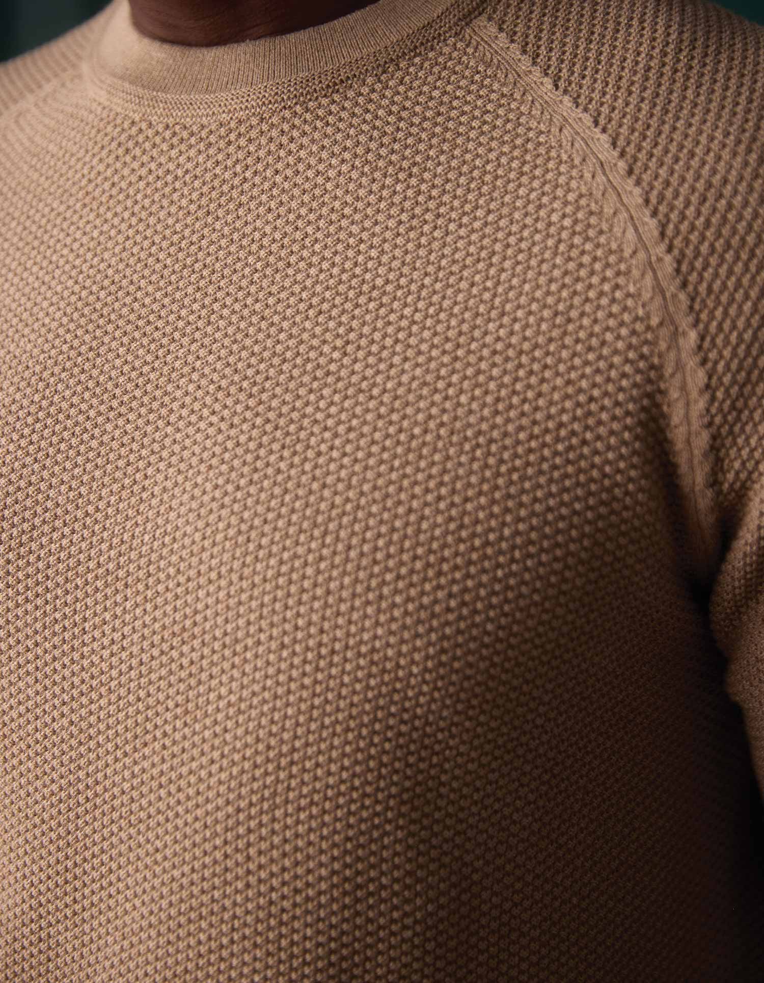 Men | COOLMAX® Textured Crewneck Sweater | Dark Taupe