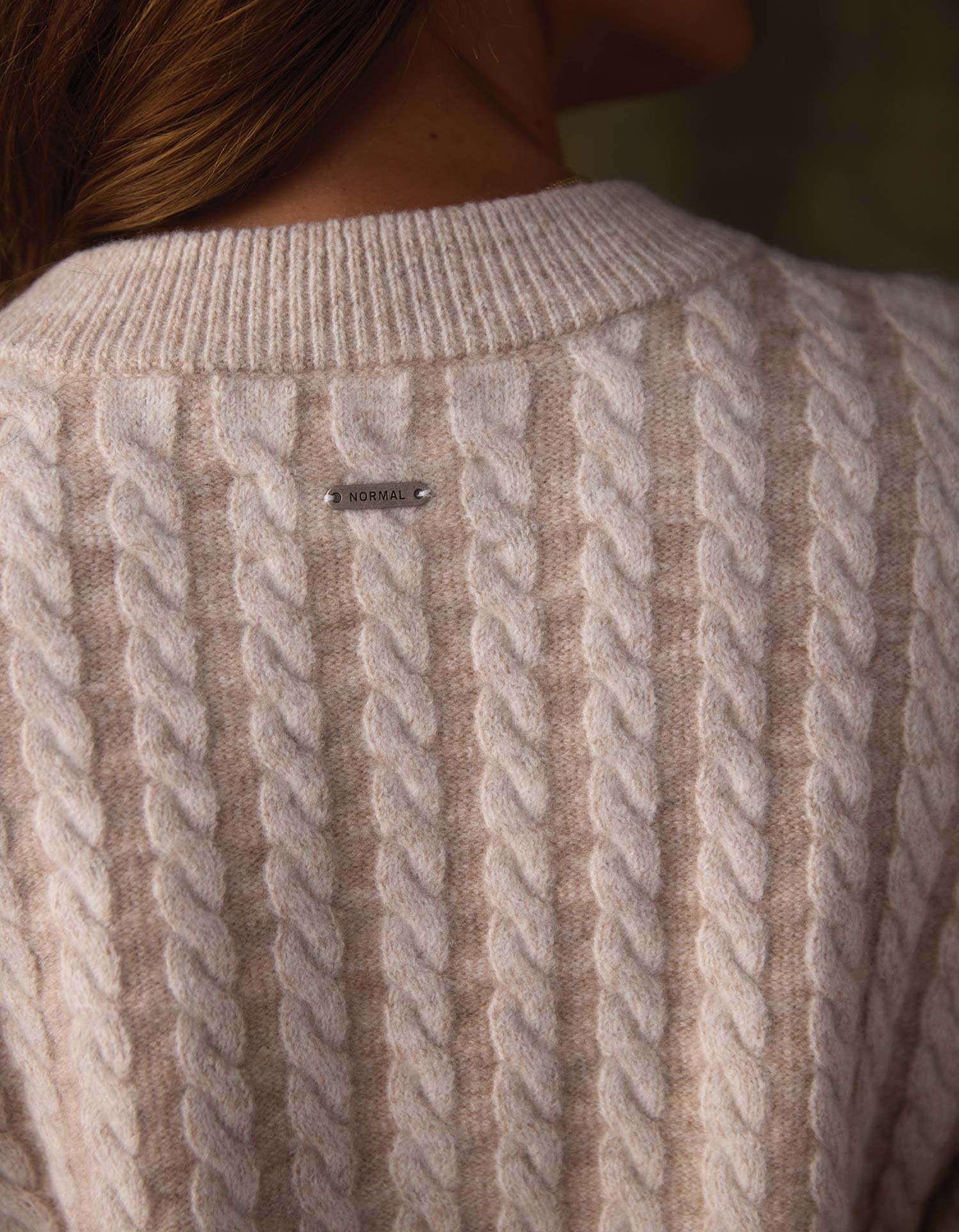 Women | Cable Knit Split Side Pullover | Cream Multi