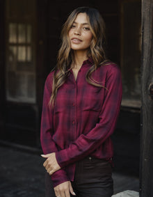 Women | Harper Button Up | Fig Plaid