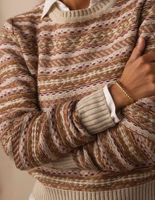 Women | Reverse Fair Isle Crew | Cream Multi